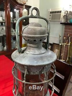 Perkins Antique Brass Ship Oil Lantern Marine & Lamp Sea NavigationCirca 1916