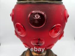 Pittsburgh Glass Bull's Eye Parlor Oil Lamp Base, Red Cardinal, 1895-1905