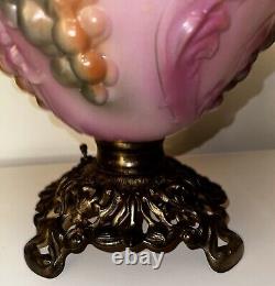 Pittsburgh Success Puffy Grape GWTW Lamp Kerosene Oil Opal Glass Antique