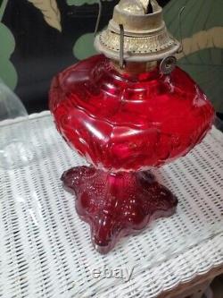 Plume & Atwood P&A Company FANCY Ruby Red Oil Lamp SWEET