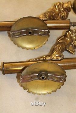 Pr Antique Victorian Brass Putti Oil / Kerosene Wall Sconces Ball Shadessigned