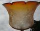 Pr genuine victorian amber glass kerosene oil gas lamp shades c1870- 1890