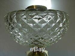 Quality Pair Of Victorian Cut Glass Duplex Oil Lamps