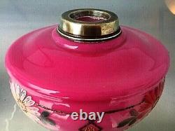 RARE 32Tall Pink Antique Elegant English Bristol Glass Oil Lamp/ double burner