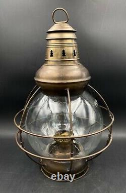 RARE 8 Brass Perkins Ships Maritime Nautical Oil Lamp Lantern WithOriginal Globe