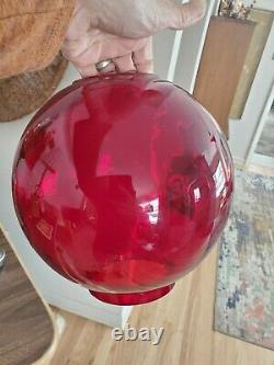 RARE ANTIQUE OIL Converted ROCHESTER Ruby Red GLASS GRAND VICTORIAN BANQUET LAMP