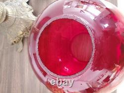 RARE ANTIQUE OIL Converted ROCHESTER Ruby Red GLASS GRAND VICTORIAN BANQUET LAMP