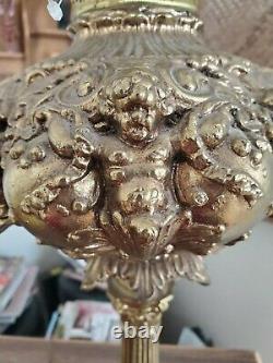 RARE ANTIQUE OIL Converted ROCHESTER Ruby Red GLASS GRAND VICTORIAN BANQUET LAMP