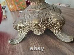 RARE ANTIQUE OIL Converted ROCHESTER Ruby Red GLASS GRAND VICTORIAN BANQUET LAMP