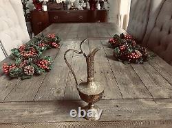 RARE ANTIQUE Rustic Brass Urn Metal Wine Vessel Water Pitcher Aladdin Oil Lamp