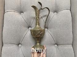 RARE ANTIQUE Rustic Brass Urn Metal Wine Vessel Water Pitcher Aladdin Oil Lamp