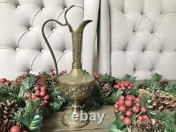 RARE ANTIQUE Rustic Brass Urn Metal Wine Vessel Water Pitcher Aladdin Oil Lamp