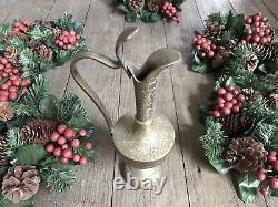 RARE ANTIQUE Rustic Brass Urn Metal Wine Vessel Water Pitcher Aladdin Oil Lamp