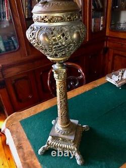 RARE ANTIQUE VICTORIAN B & H, BRADLEY AND HUBBARD, Parlor Banquet OIL LAMP