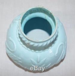 RARE Antique Blue Milk Glass SWAN Figural MINIATURE OIL LAMP with Shade COMPLETE