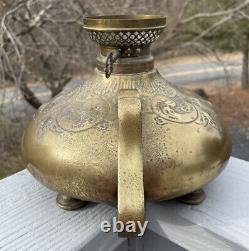 RARE Antique Brass Baron & Houchin NY Art Nouveau Victorian Era 19th C. Oil Lamp