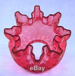 RARE Antique Cranberry Diamond Pattern Art Glass Miniature Oil Lamp, S1-527