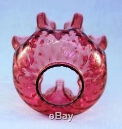 RARE Antique Cranberry Diamond Pattern Art Glass Miniature Oil Lamp, S1-527