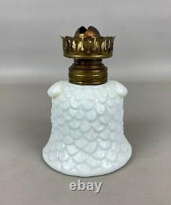 RARE Antique Figural Owl Head Miniature Milk Glass Kerosene Oil Lamp