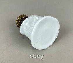 RARE Antique Figural Owl Head Miniature Milk Glass Kerosene Oil Lamp