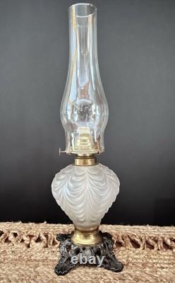 RARE Antique Fostoria 308 Peg (OMN) Satin Finish Drape Oil Lamp 1904