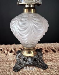 RARE Antique Fostoria 308 Peg (OMN) Satin Finish Drape Oil Lamp 1904