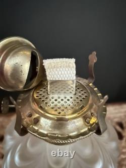 RARE Antique Fostoria 308 Peg (OMN) Satin Finish Drape Oil Lamp 1904