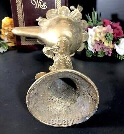 RARE Antique Hindu Oil Lamp Tibetan Trad. Indian Brass Cast Dorka 12.75 TALL