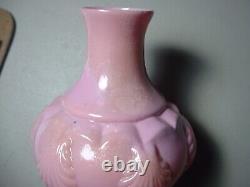 RARE Antique Miniature Pink Opaque Oil Lamp with Shell Motif & P&A Burner