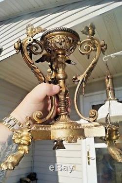RARE Antique Victorian Fostoria Parlor Banquet GWTW Hurricane Kerosene Oil Lamp