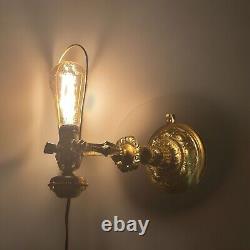 RARE B&H Bradley Hubbard Brass Antique Wall Lamp Electrified HTF