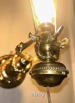 RARE B&H Bradley Hubbard Brass Antique Wall Lamp Electrified HTF