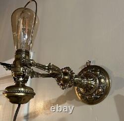 RARE B&H Bradley Hubbard Brass Antique Wall Lamp Electrified HTF