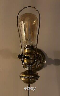 RARE B&H Bradley Hubbard Brass Antique Wall Lamp Electrified HTF