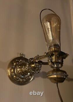 RARE B&H Bradley Hubbard Brass Antique Wall Lamp Electrified HTF