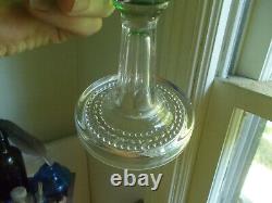 RARE EMERALD GREEN RIVERSIDE FERN OIL LAMP 1890s ORIGINAL WITH CLEAR FANCY BASE