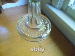 RARE EMERALD GREEN RIVERSIDE FERN OIL LAMP 1890s ORIGINAL WITH CLEAR FANCY BASE