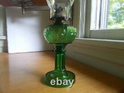 RARE EMERALD GREEN RIVERSIDE FERN OIL LAMP 1890s ORIGINAL WITH RIVERSIDE COLLAR