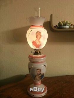 RARE! French Antique Napoleon Oil Kerosene Victorian Lamp Glass