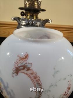 RARE Miller Sons NY P&A Duplex Oil Lamp Heavy Figural Cherub Angels Filigree