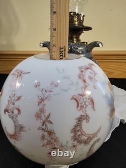 RARE Miller Sons NY P&A Duplex Oil Lamp Heavy Figural Cherub Angels Filigree