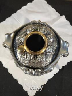 RARE Miller Sons NY P&A Duplex Oil Lamp Heavy Figural Cherub Angels Filigree