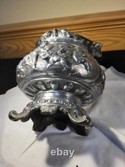 RARE Miller Sons NY P&A Duplex Oil Lamp Heavy Figural Cherub Angels Filigree