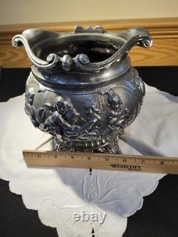 RARE Miller Sons NY P&A Duplex Oil Lamp Heavy Figural Cherub Angels Filigree