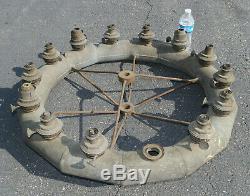 RARE Plume Atwood PA HARVARD student CHANDELIER hanging 14 BURNER WICK OIL LAMP