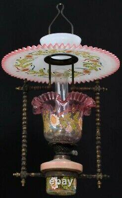 RARE Victorian Hanging Oil Lamp Antique Chandelier