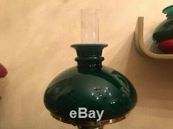 RARE Vintage Ceramic Porcelain Kerosene Oil Lamp BEAUTIFUL Green Glass Shade