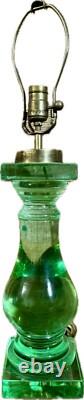 RARE antique green 20lb Heavy 26 Tall glass brass table lamp