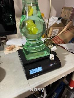 RARE antique green 20lb Heavy 26 Tall glass brass table lamp