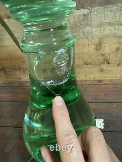 RARE antique green 20lb Heavy 26 Tall glass brass table lamp